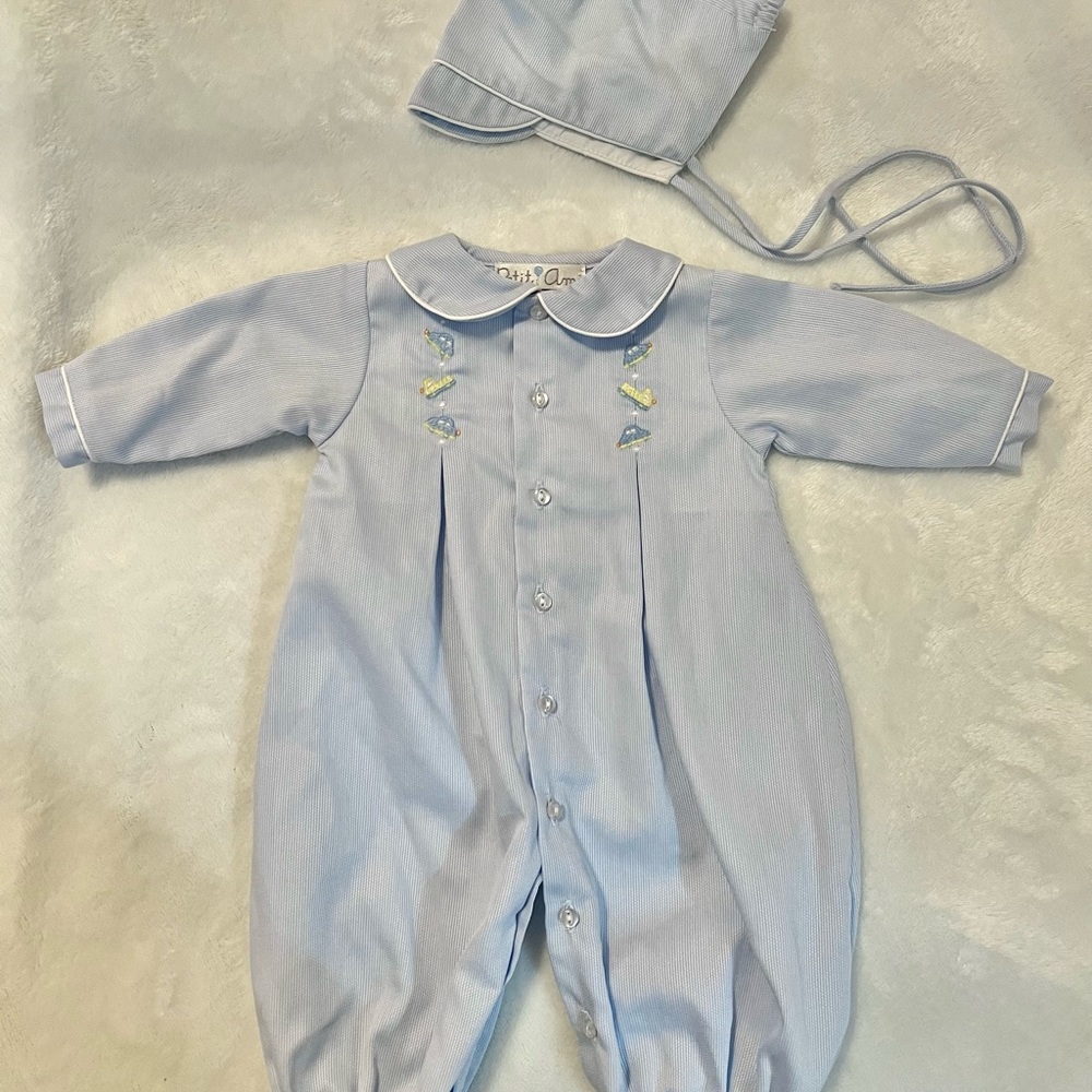 Preemie Boys Petit Ami Converter Gown w Bonnet